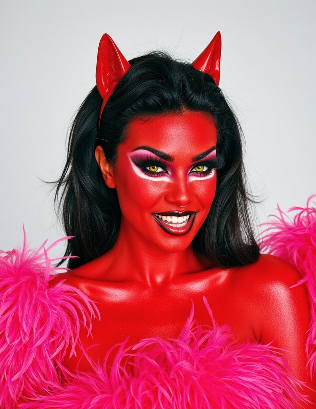 Halloween Makeup Devilish Long Dark Wavy Bright reference photo