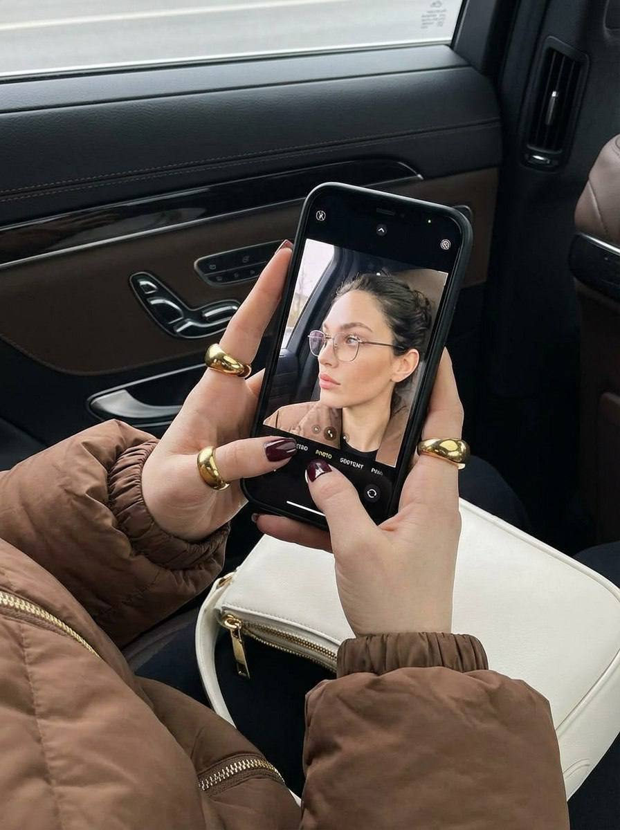 Car Interior Hands Phone Luxury Realistic