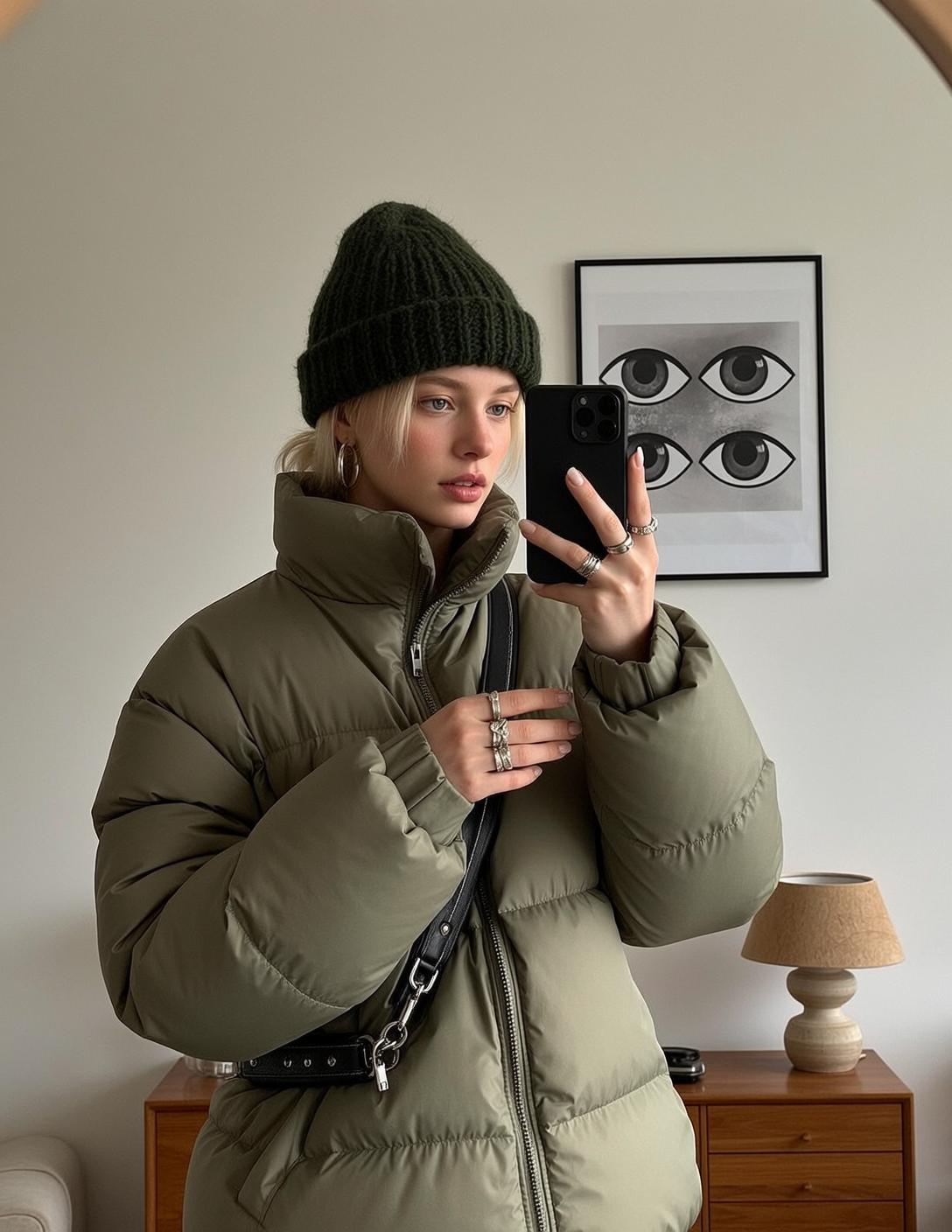 Explore Taking Mirror Selfie Holding Black Smartphone reference photo