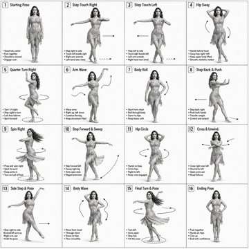 Dancer 16 Poses Grid Black White Studio