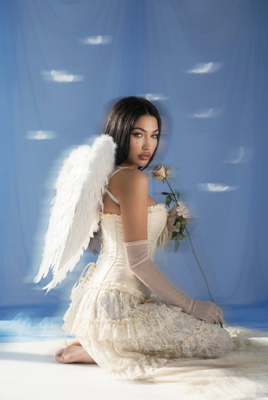 Studio Angel Wings Lace Corset Feathers