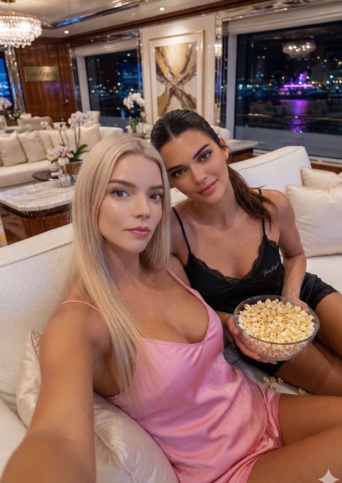 Yacht Interior Selfie Night City Lights Popcorn