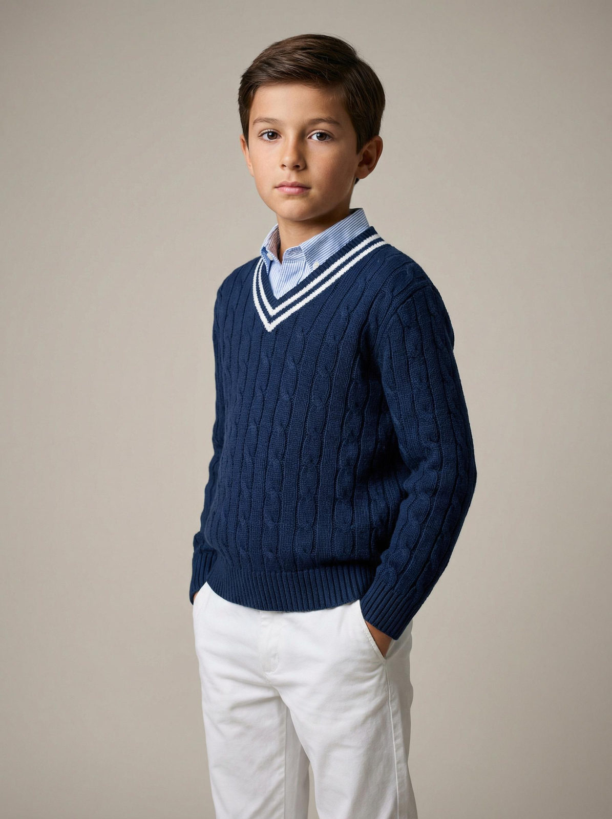 Realistic Boy Studio Portrait Neutral Background