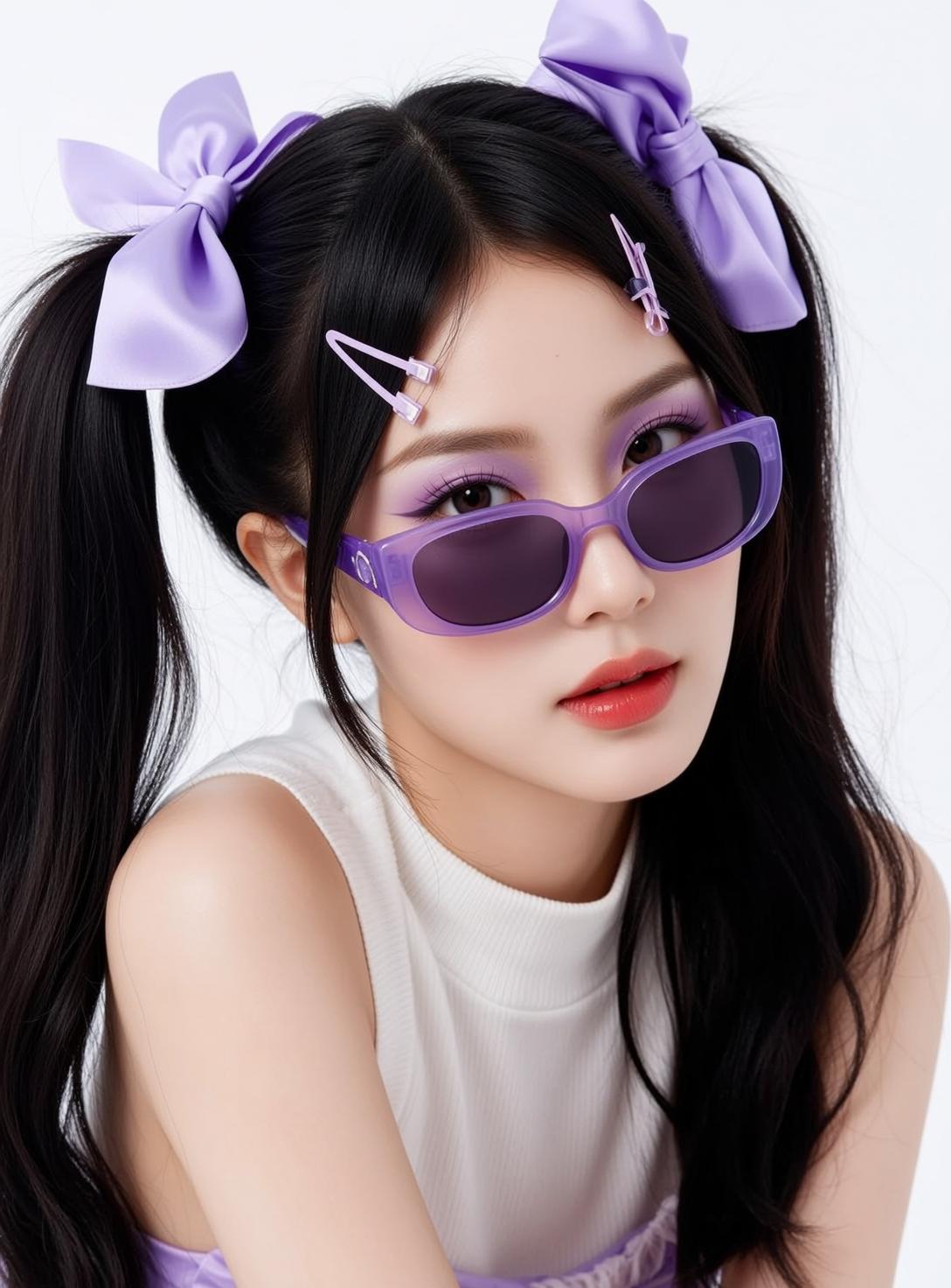 Purple Sunglasses Pigtail Portrait reference photo