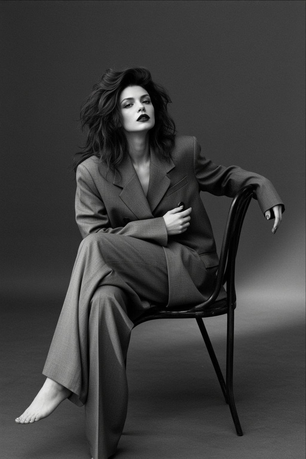 Full-length Black And White Medium Shot Photograph Captures Woman With reference photo