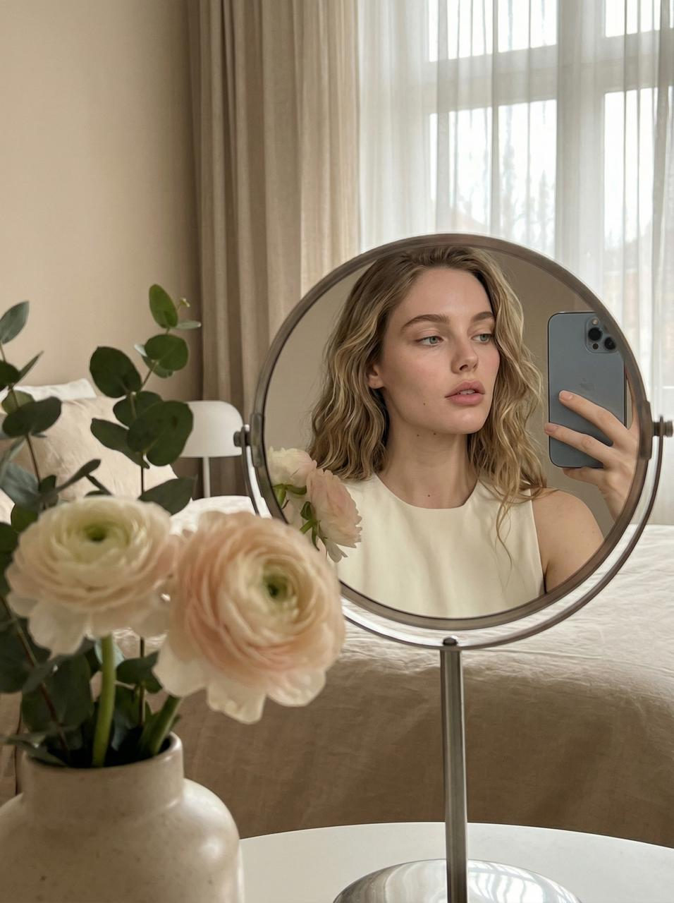 Realistic Bedroom Mirror Selfie Portrait