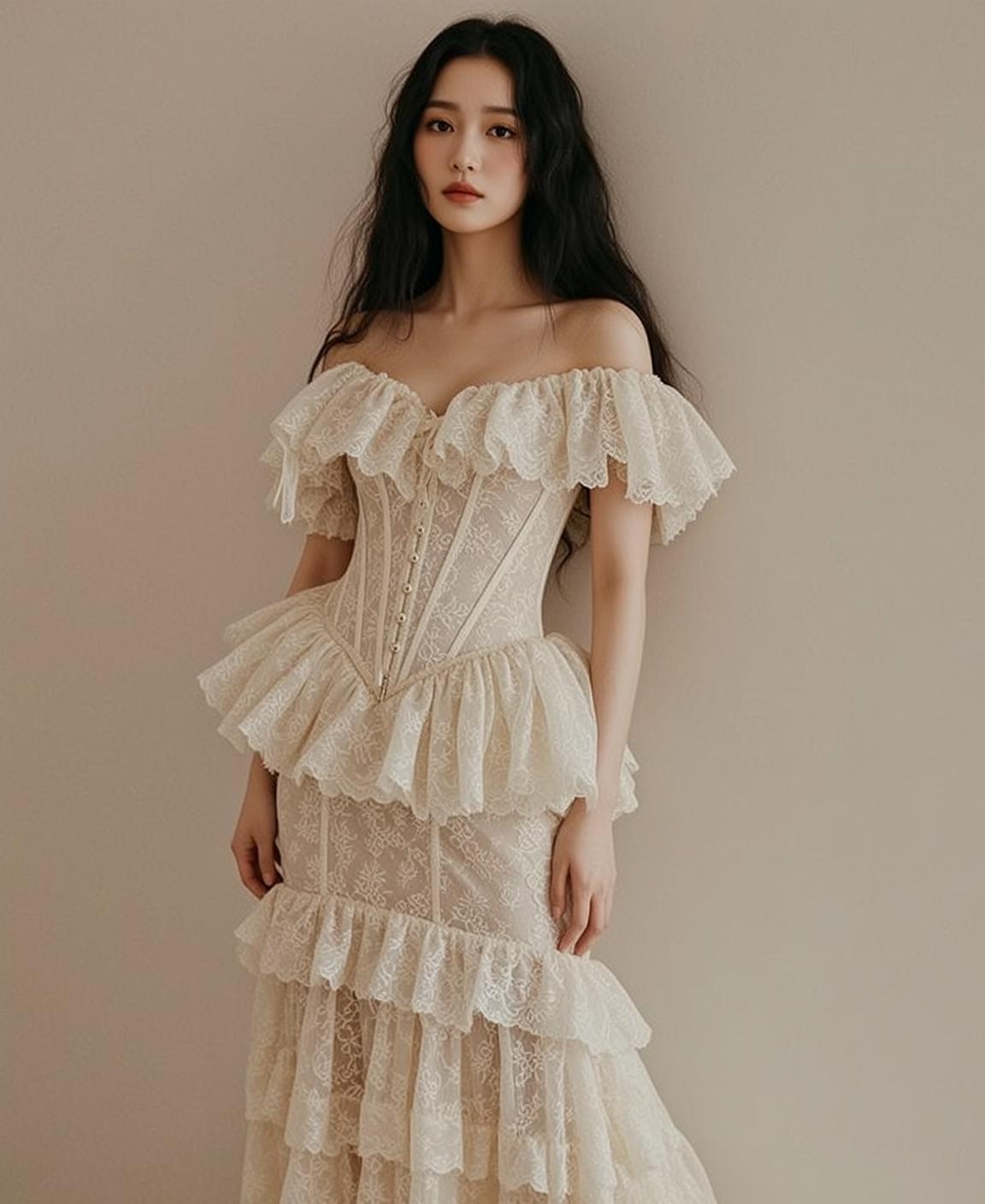 Lace Ruffle Corset Studio reference photo