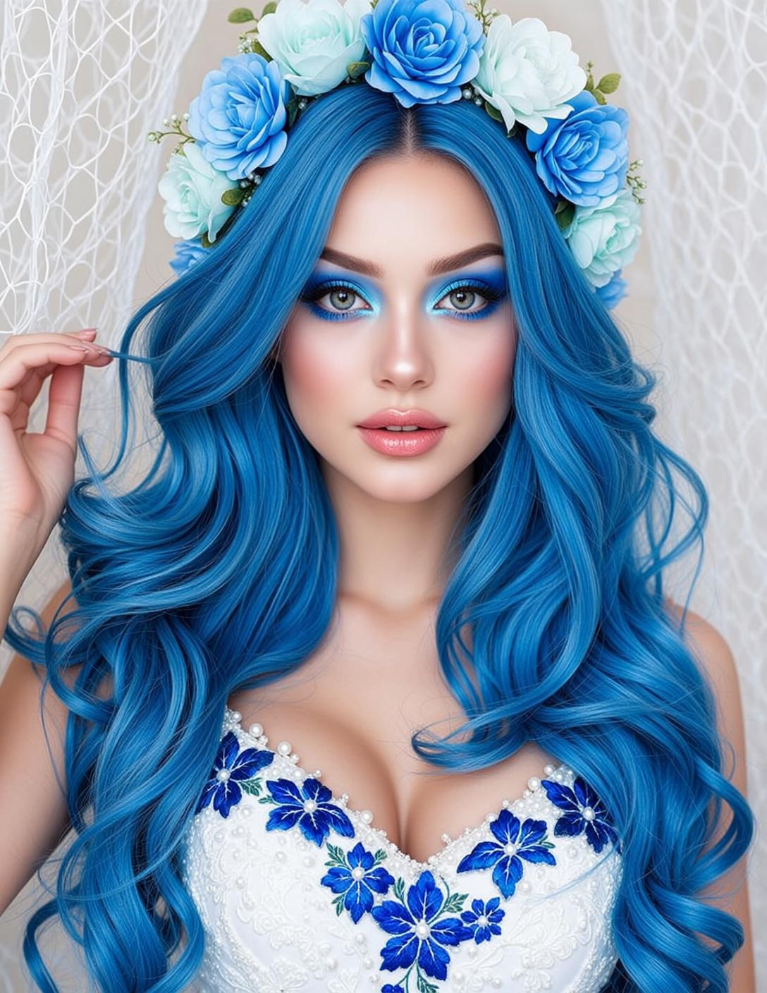 Blue Floral Lace Portrait reference photo