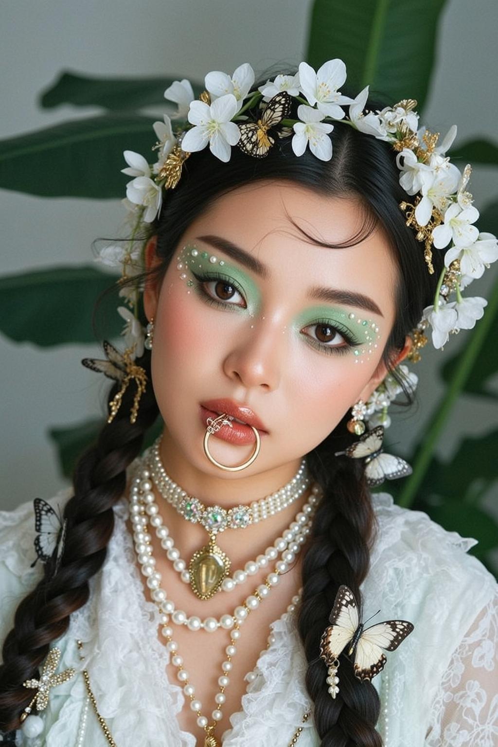 Fairycore Young East Asian Long Dark Braided reference photo