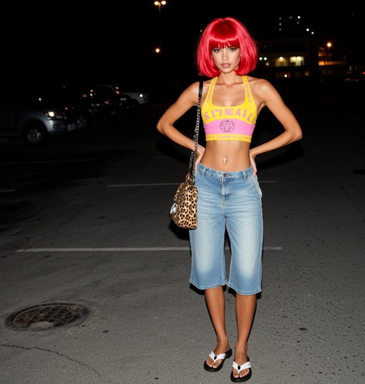 Y2k Young Short Bright Red Bob Wig reference photo