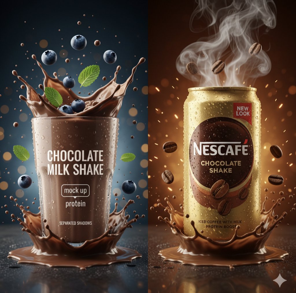 Realistic Chocolate Shake Coffee Can Splash