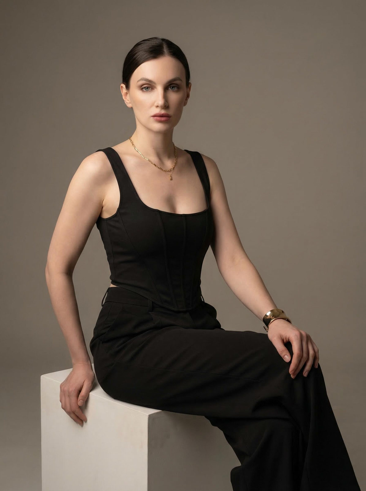 Realistic Studio Fashion Portrait Black White