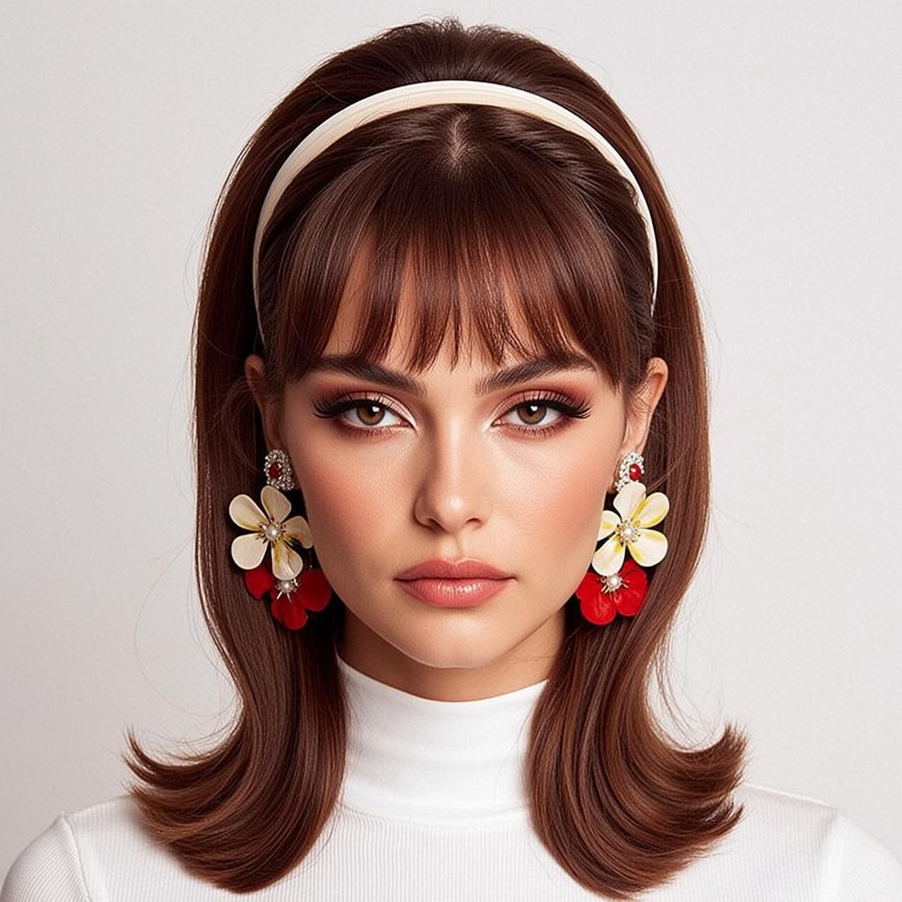 Floral Headband White Turtleneck Portrait reference photo