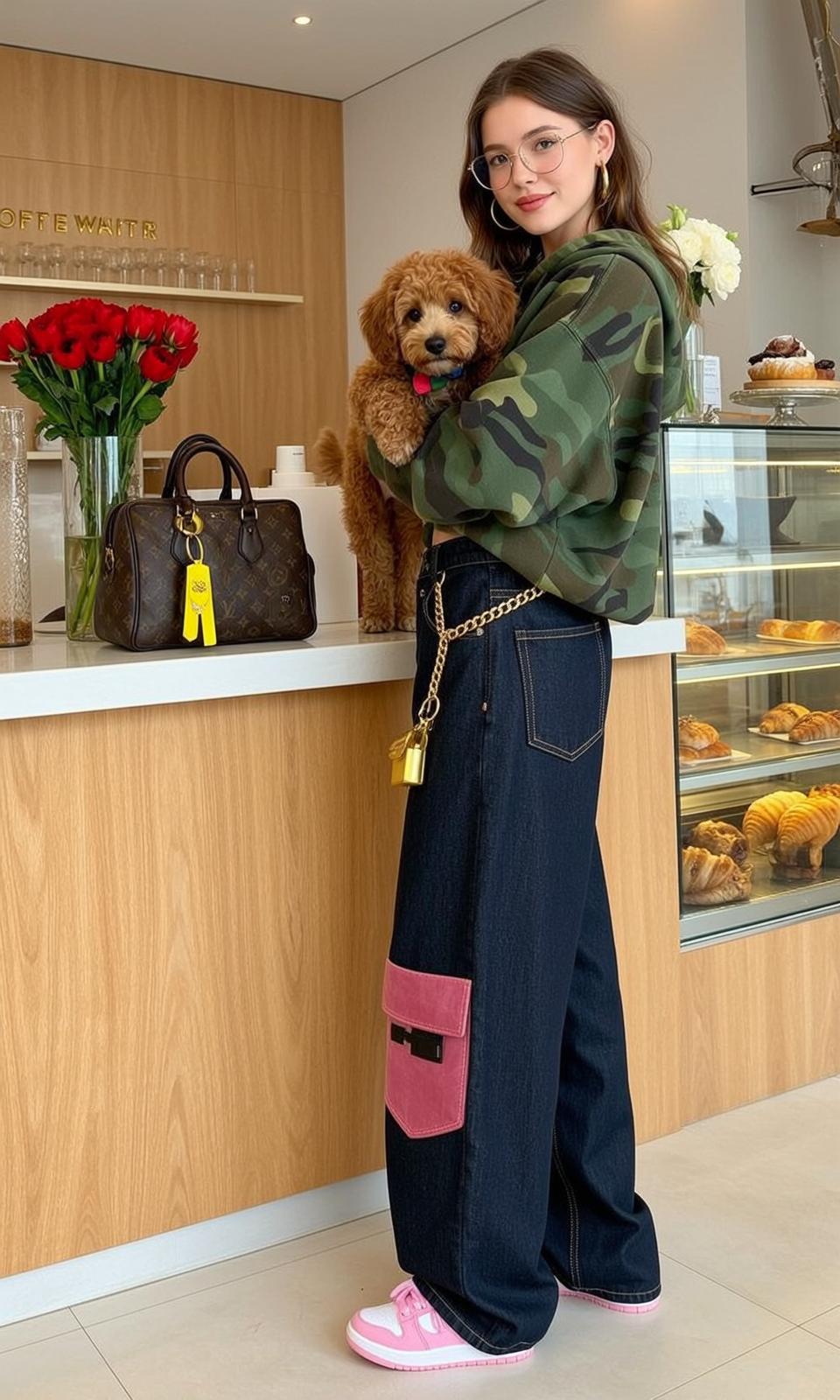 Camouflage Hoodie Cafe Dog reference photo