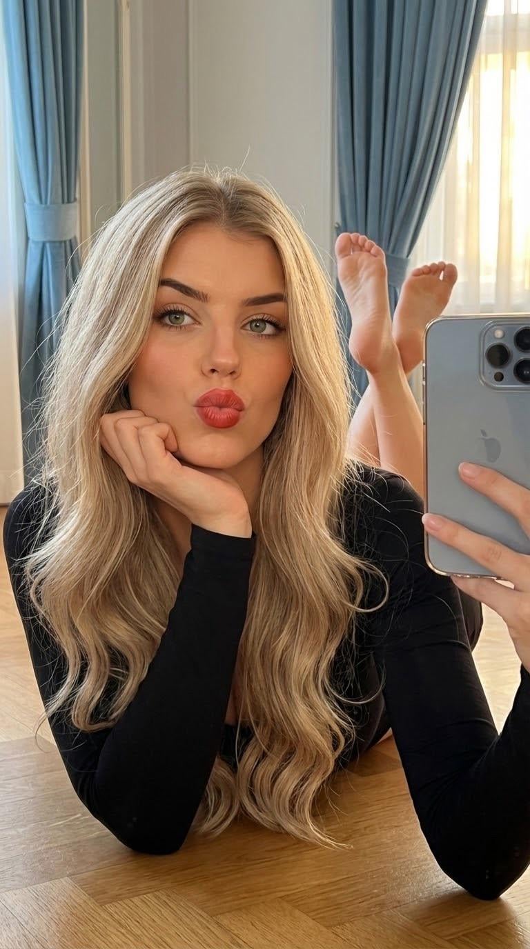 Face On Floor Holding Iphone Selfie Pose reference photo