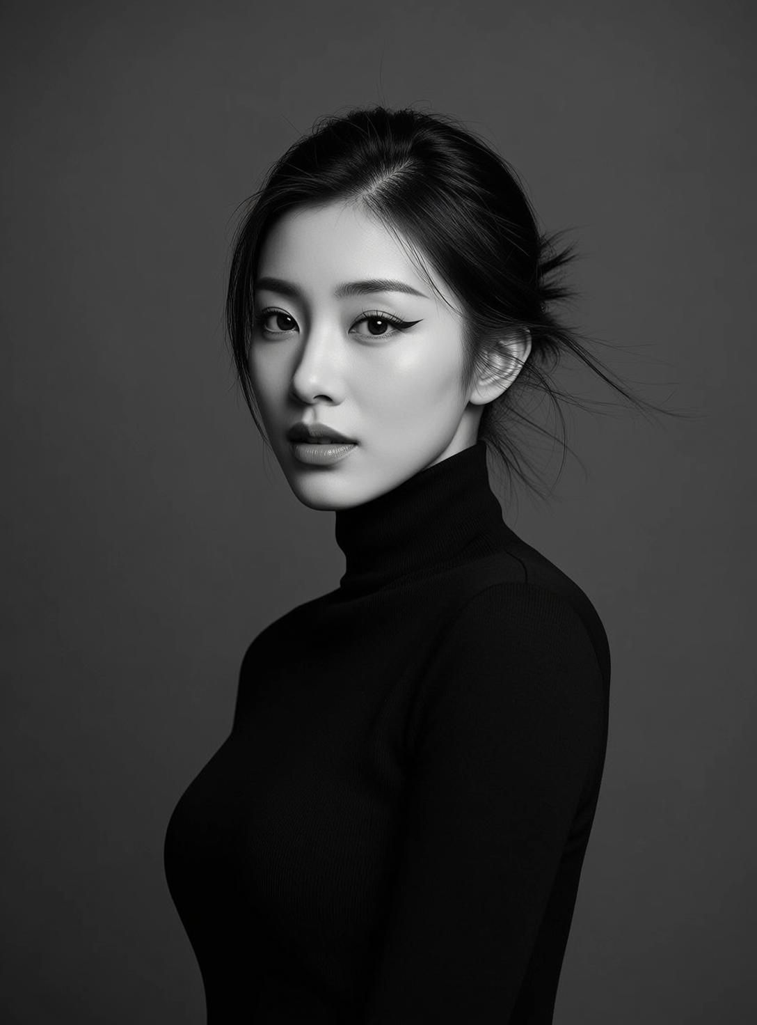 Black Turtleneck Studio Portrait reference photo