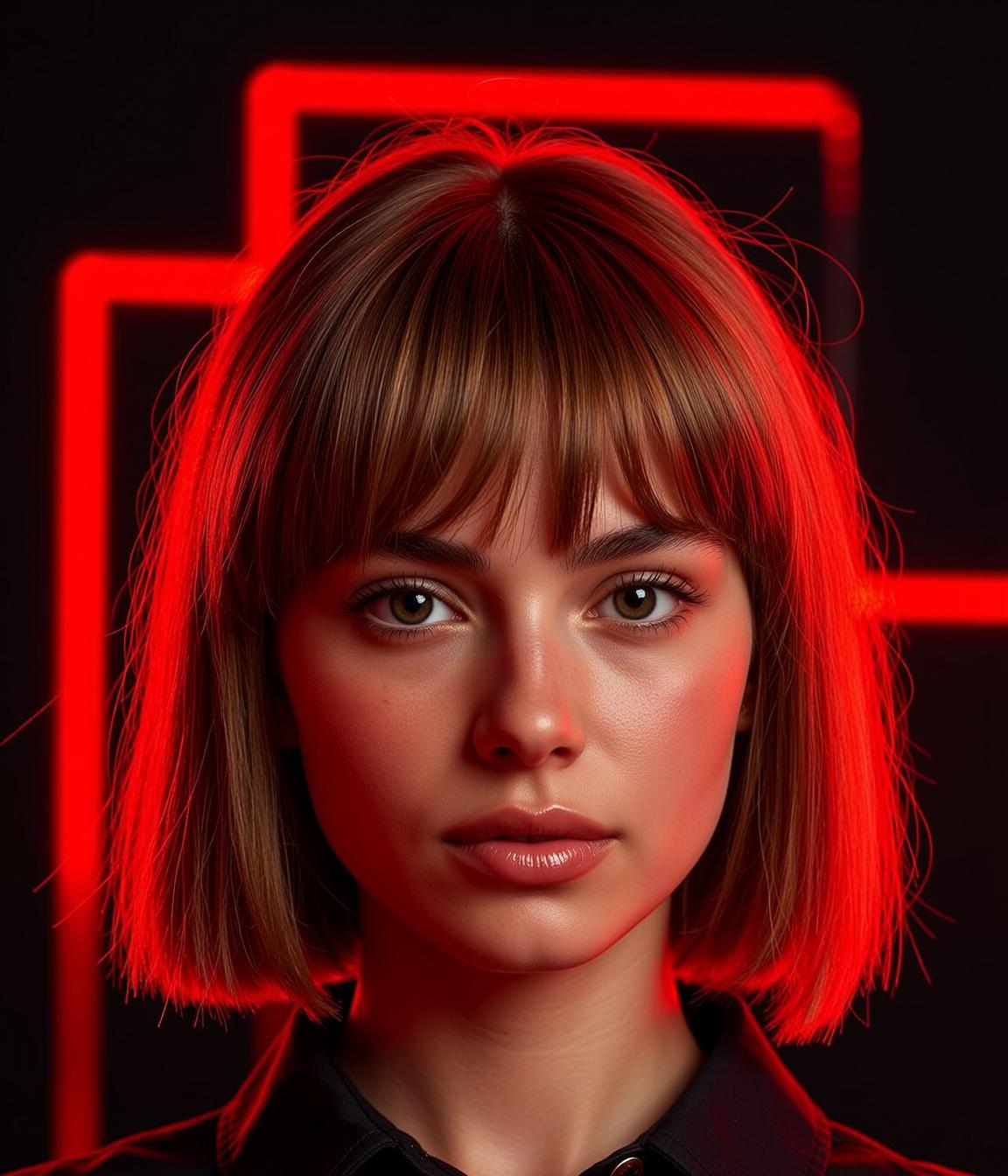 Red Neon Studio Portrait reference photo