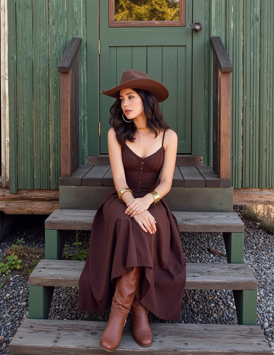 Brown Corset Skirt Western Look reference photo