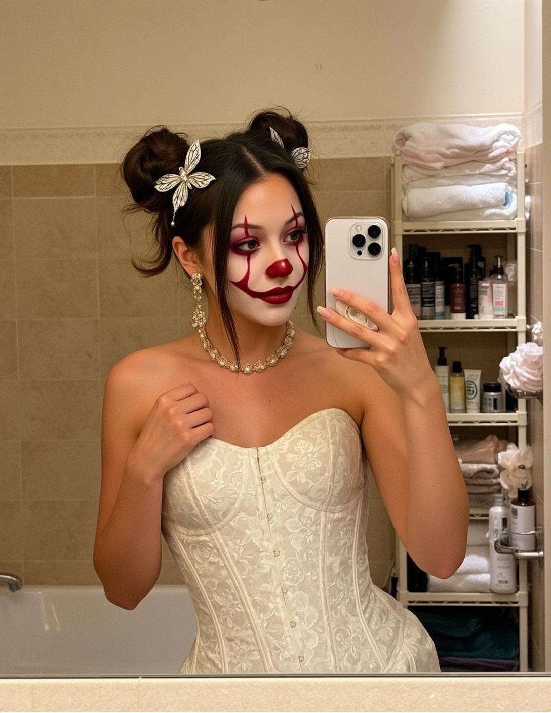 Clown Corset Pearl Necklace Portrait reference photo
