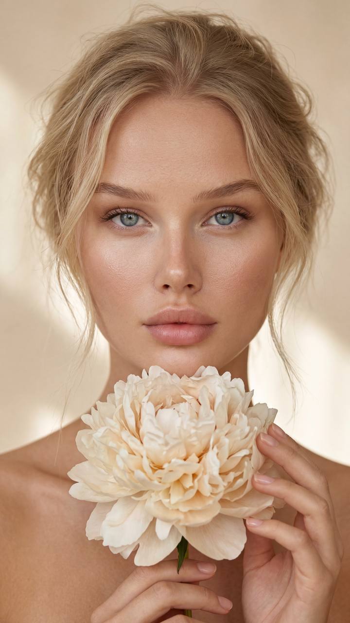 Realistic Portrait Loose Hair Flower