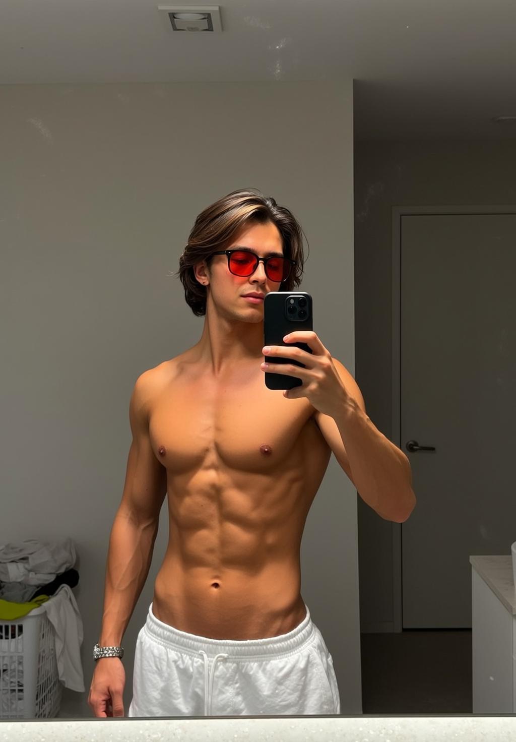 Muscular Young Medium Length Brown Blonde Highlights reference photo