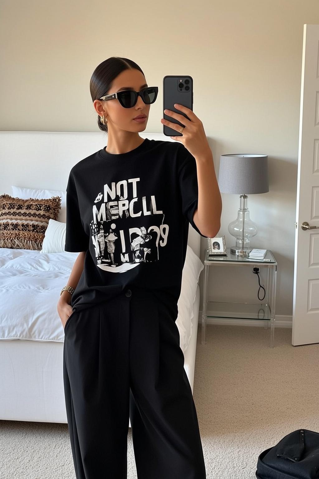 Mirror Selfie Black Trousers reference photo