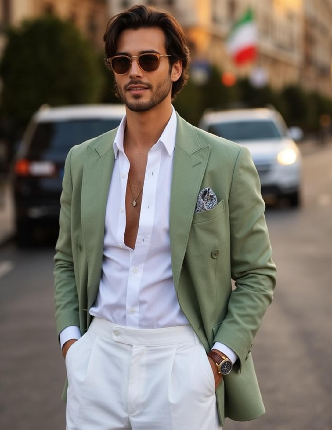 Green Suit Golden Hour Street reference photo