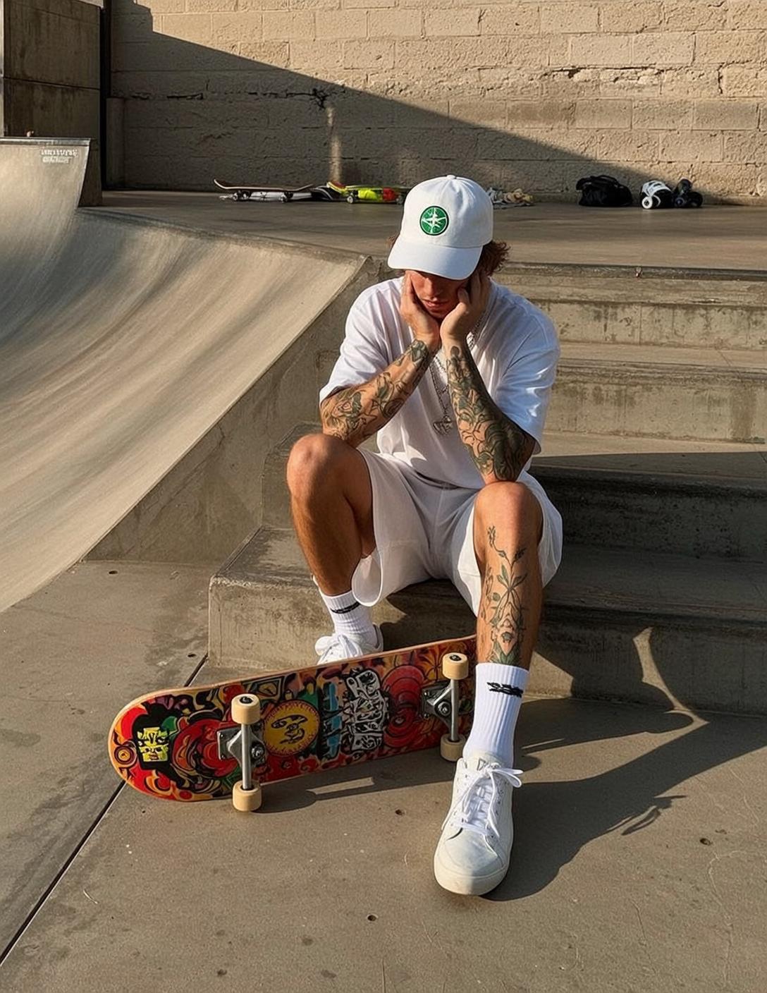 White Shorts Skate Park Mood reference photo