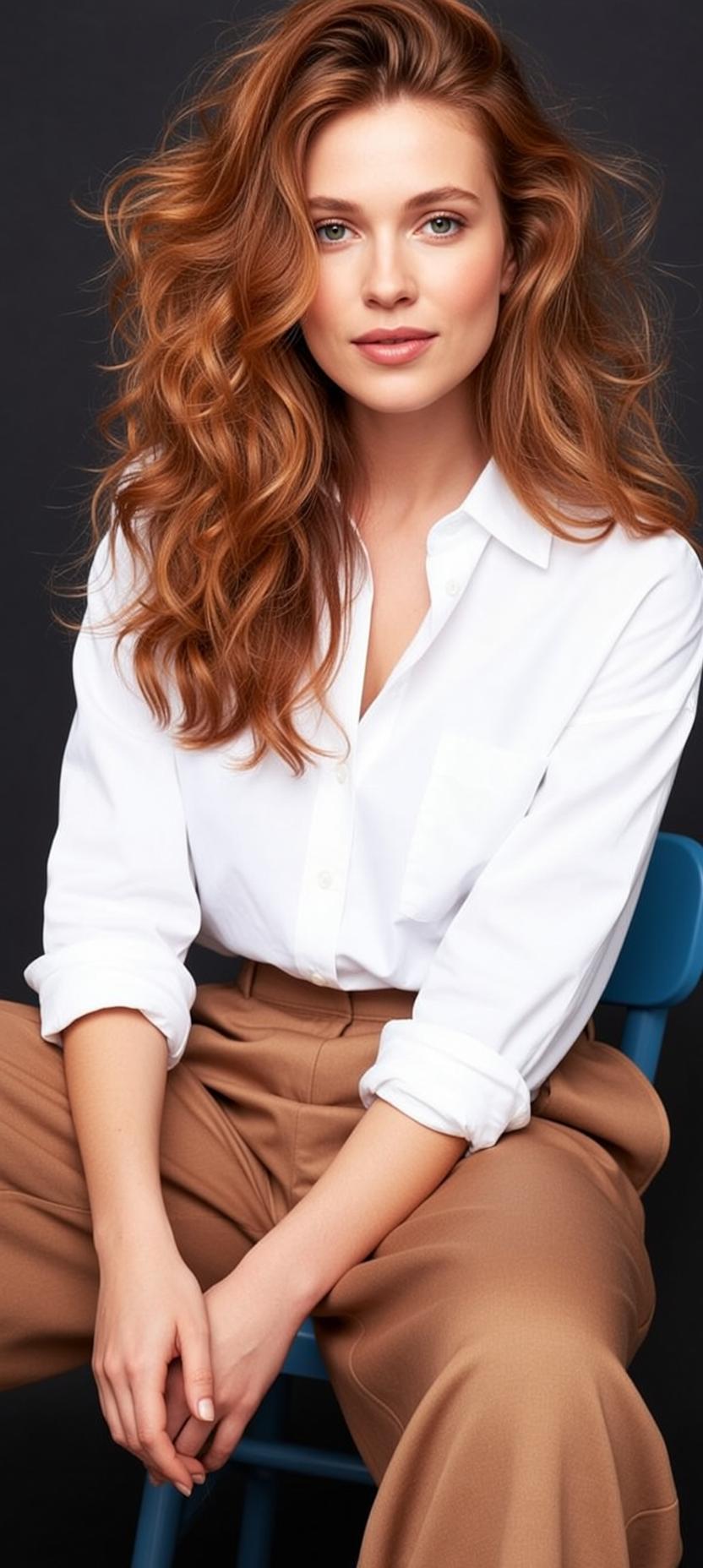 Luxury Young Long Wavy Auburn Fair White reference photo