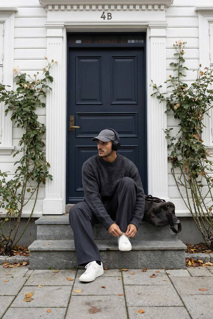 Tying Shoe Classic Scandinavian House Doorstep