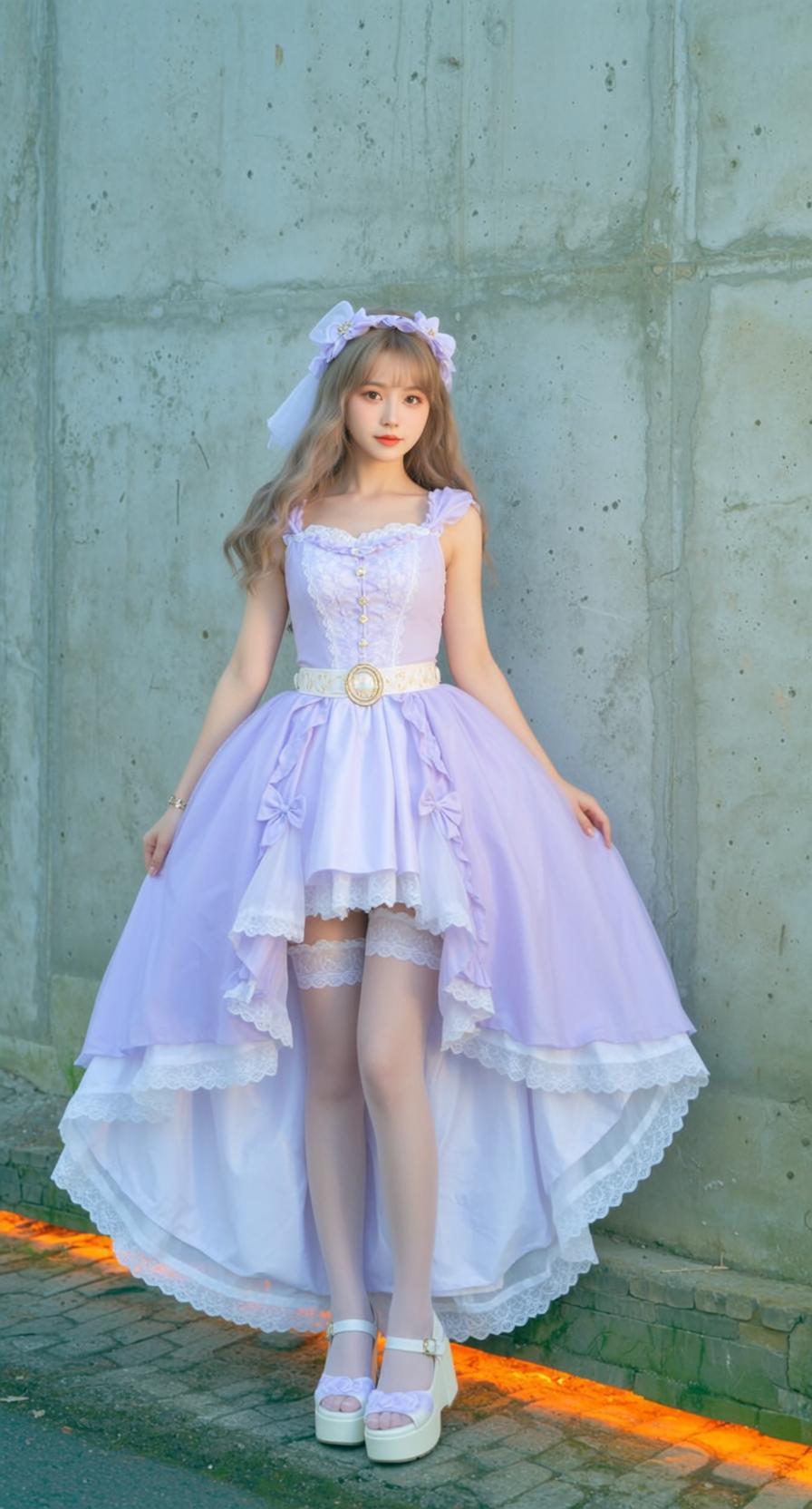 Lavender Lace Dress Cobblestone Wall reference photo