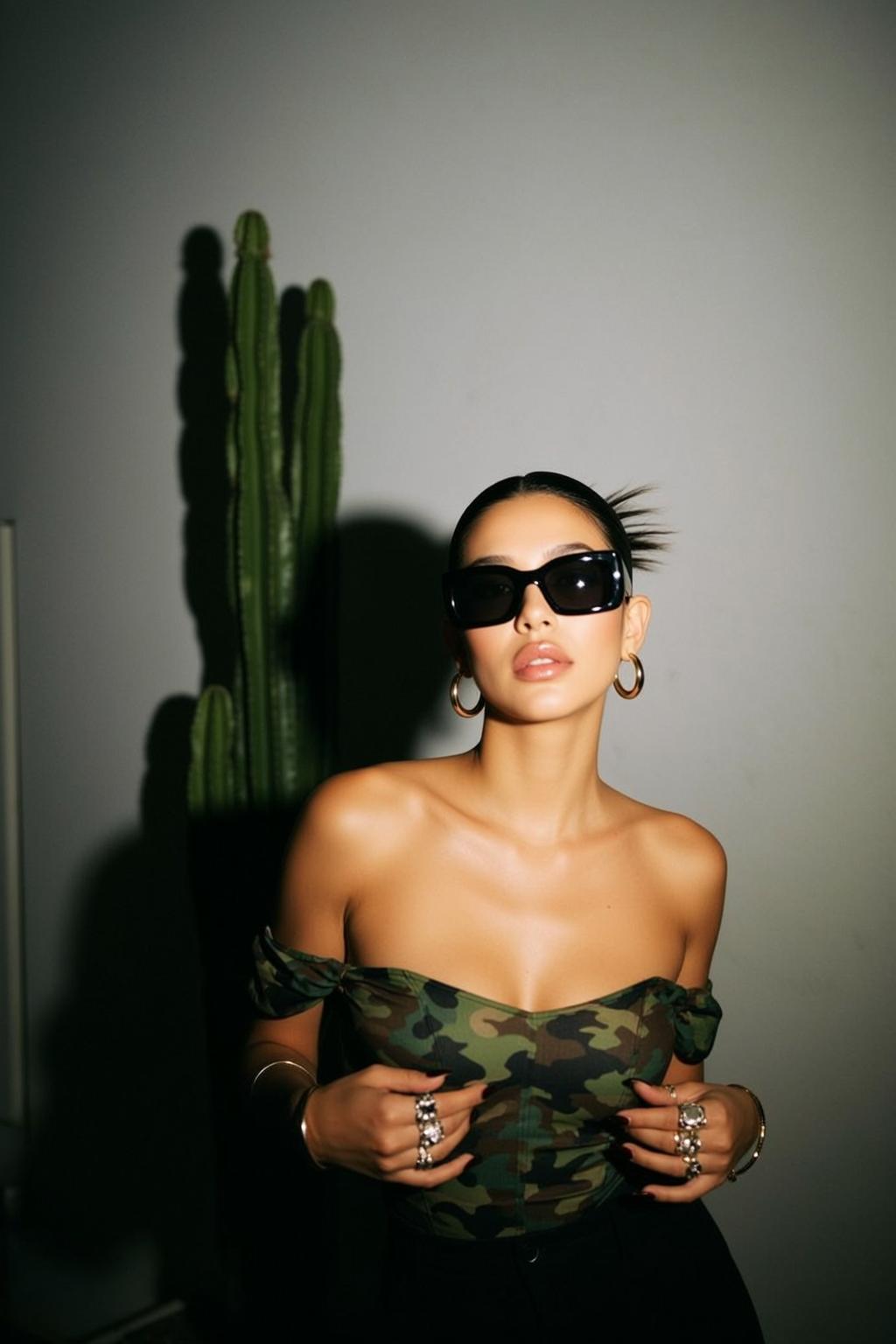 Camouflage Corset Shadow Portrait