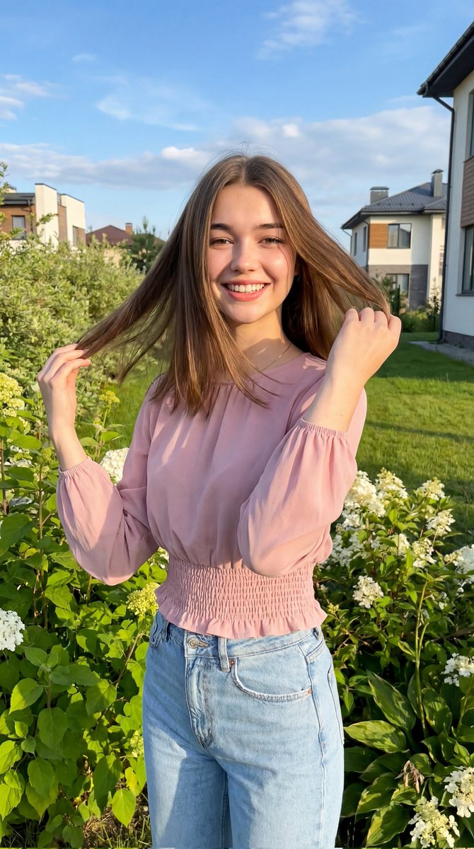 Young Woman Garden Portrait Realistic