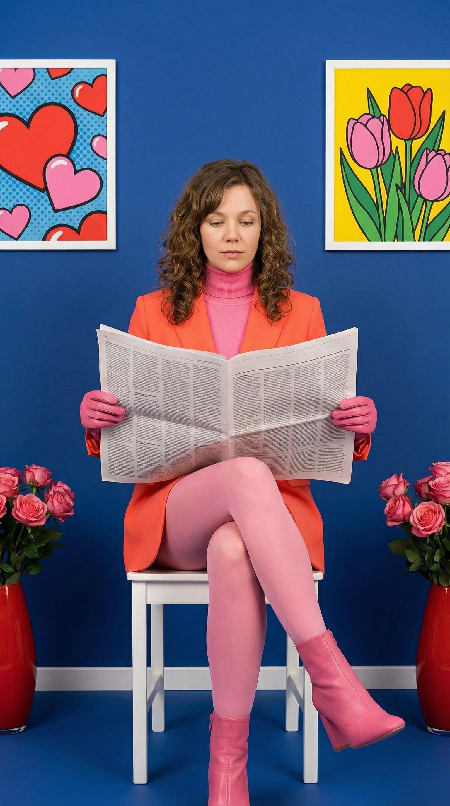 Coral Jacket Pink Turtleneck Studio