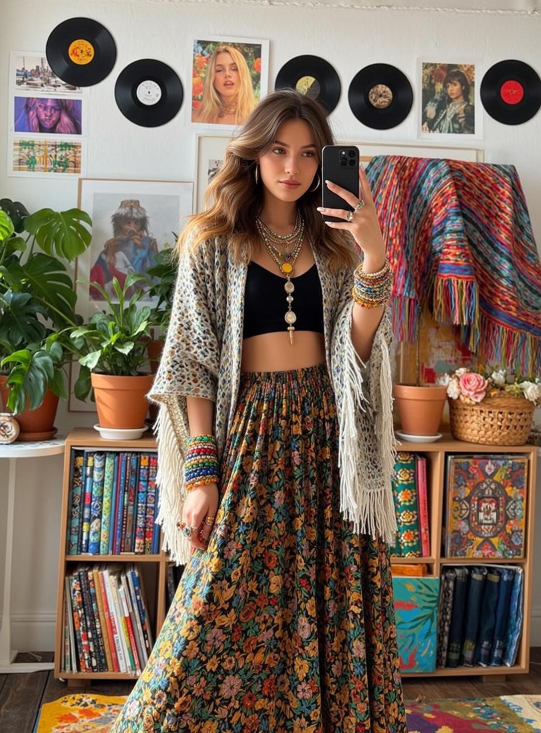 Bohemian Room Floral Skirt Selfie reference photo