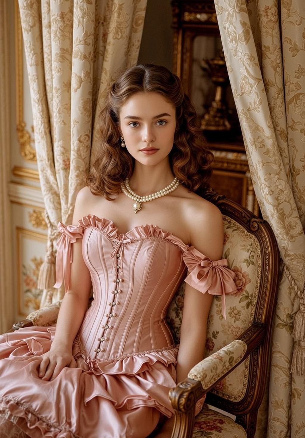 Pink Ruffle Corset Portrait reference photo