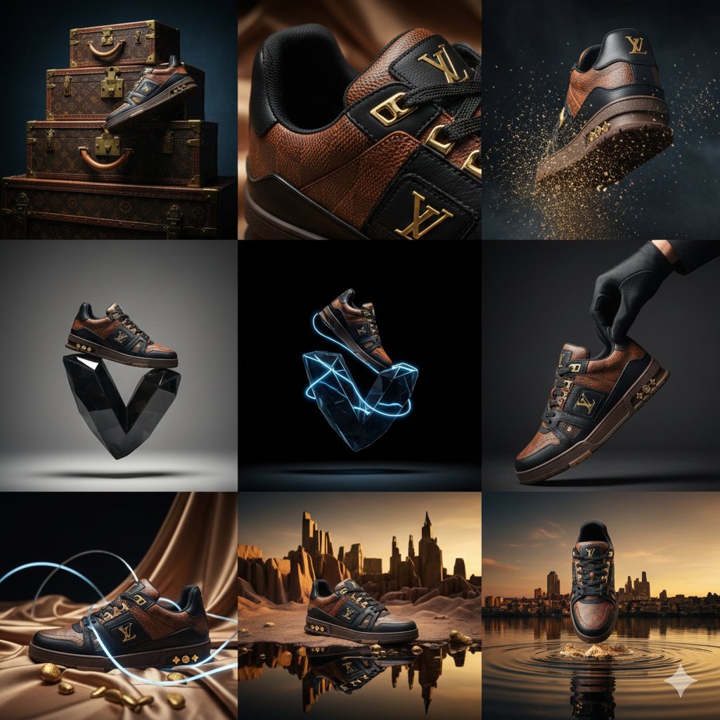 Luxury Leather Sneaker Editorial Cognac Obsidian