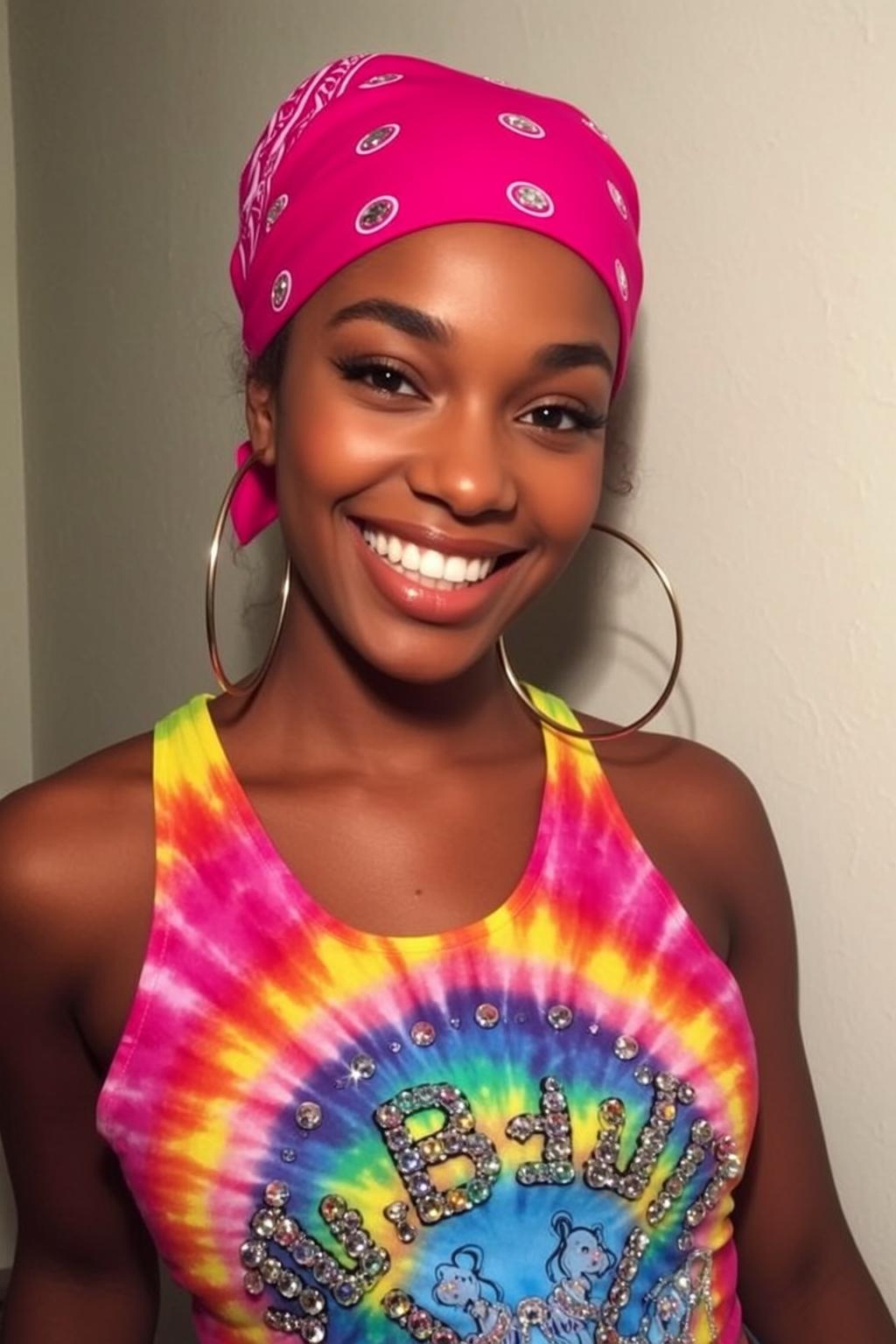 Tie Dye Tank with Pink Bandana reference photo