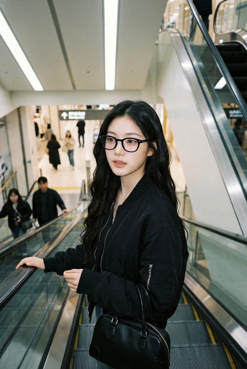Escalator Black Bomber Jacket Candid Shot