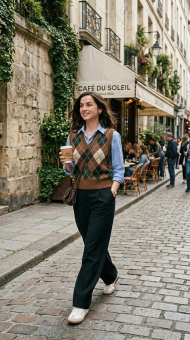 Walking Cafe Street Soft Light Medium Shot