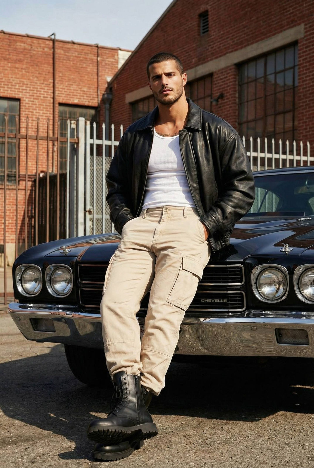 Man Vintage Car Urban Street Fashion
