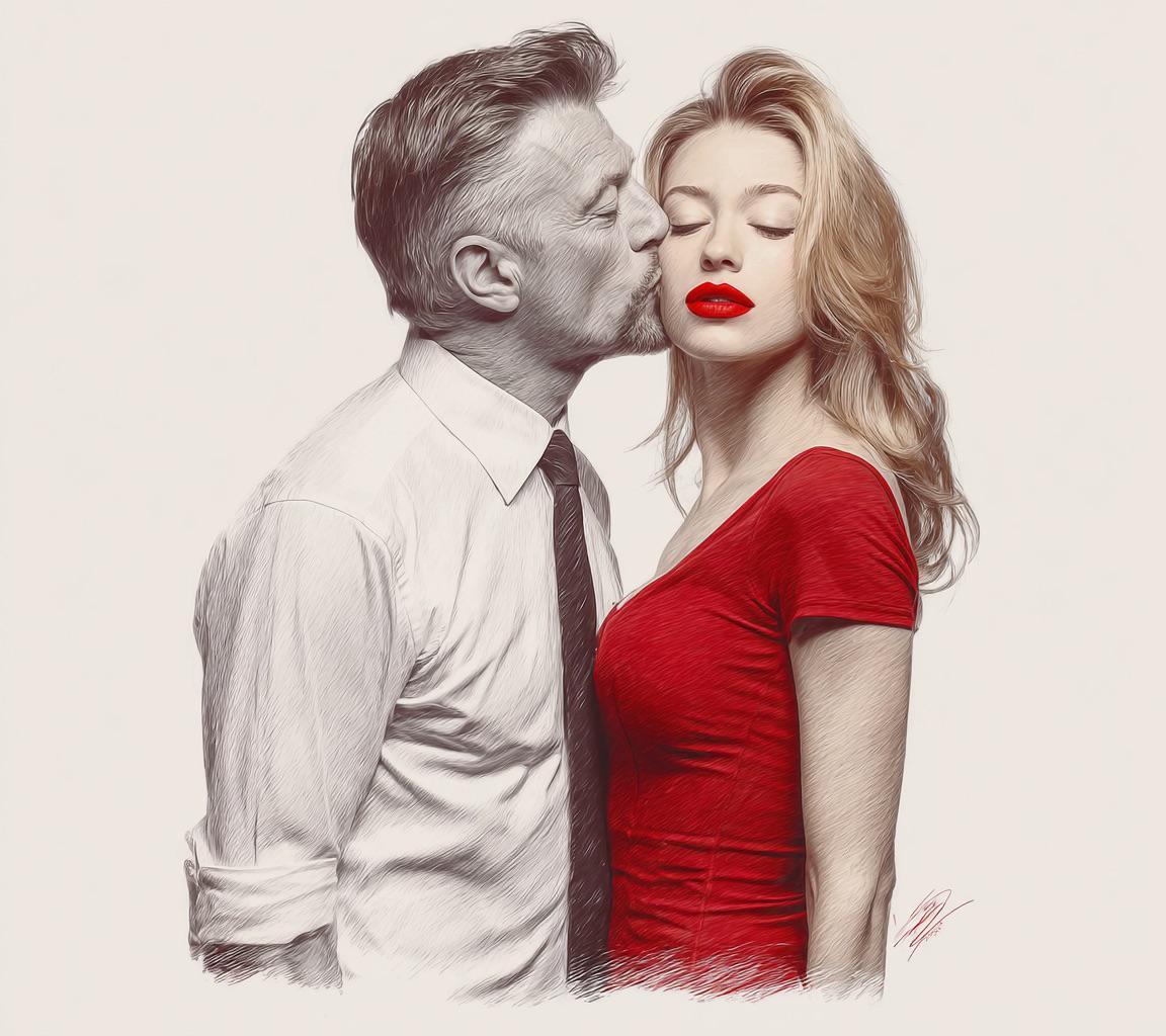 Black Pencil Sketch Romantic Full Body reference photo