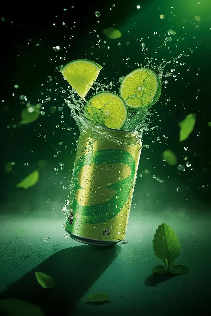 Cinematic Lime Soda Explosion Realistic