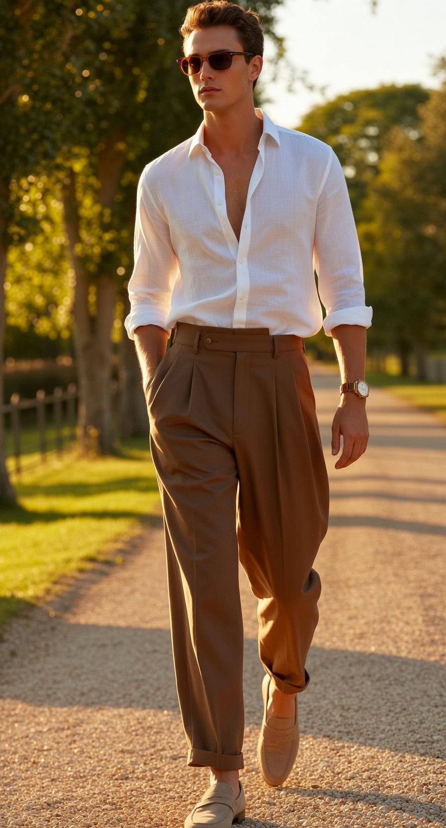 Young Short Wavy Brown Fair Unbuttoned White reference photo