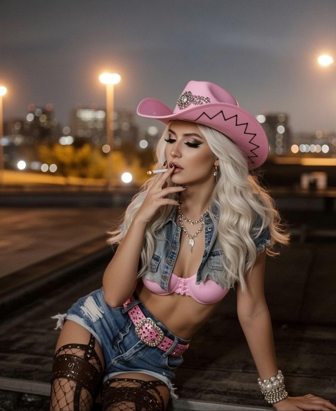 Pink Bra Denim Vest reference photo