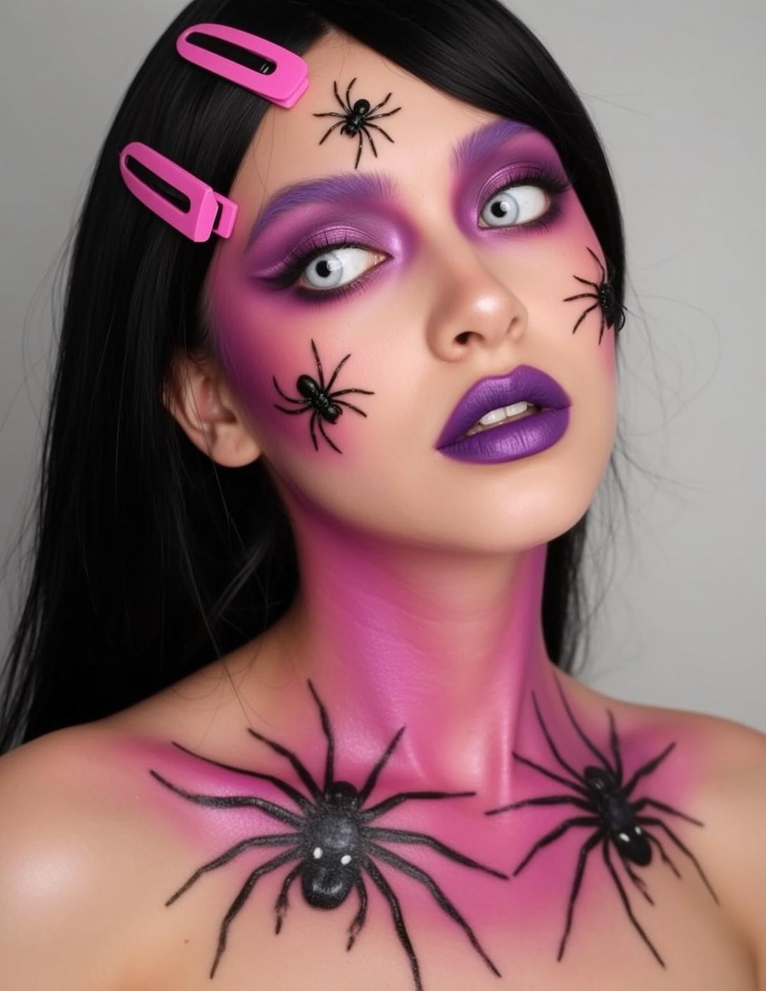 Halloween Makeup Young Long Black Hair Pale reference photo