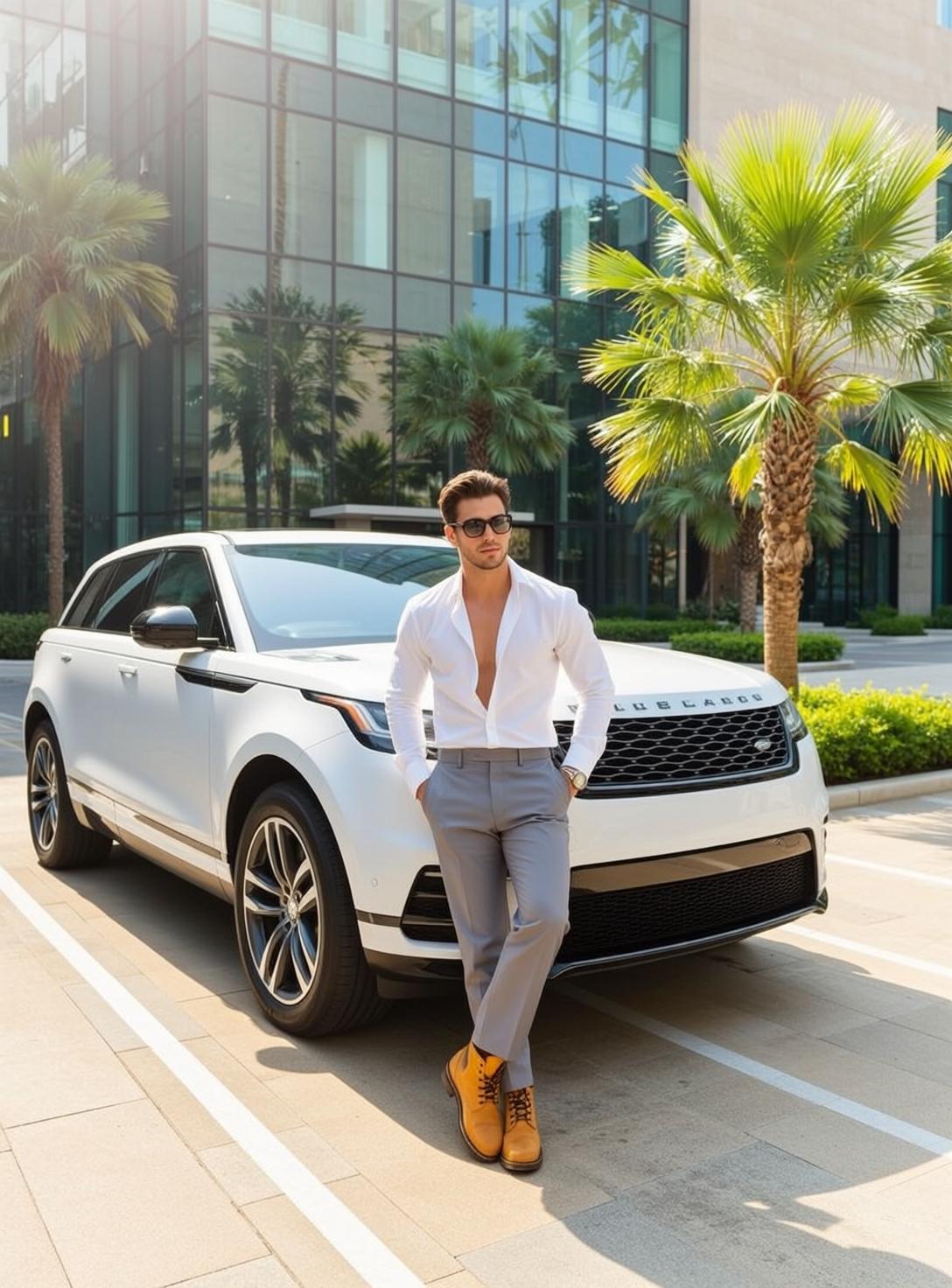 Open Shirt Car Lean reference photo