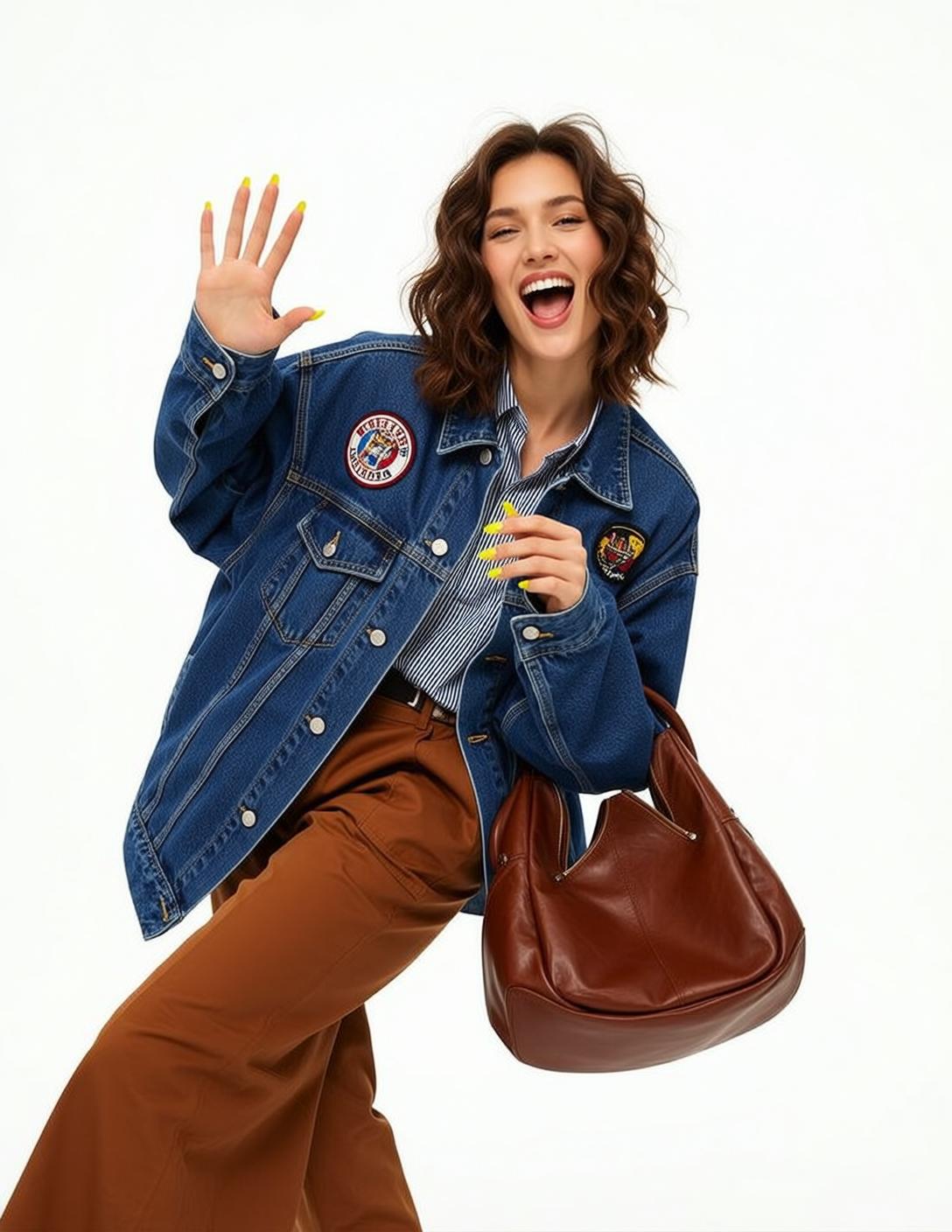 Striped Shirt and Brown Trousers Studio reference photo