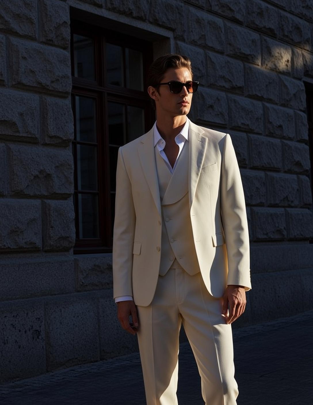 Young Brown Styled Light White Dress Shirt reference photo