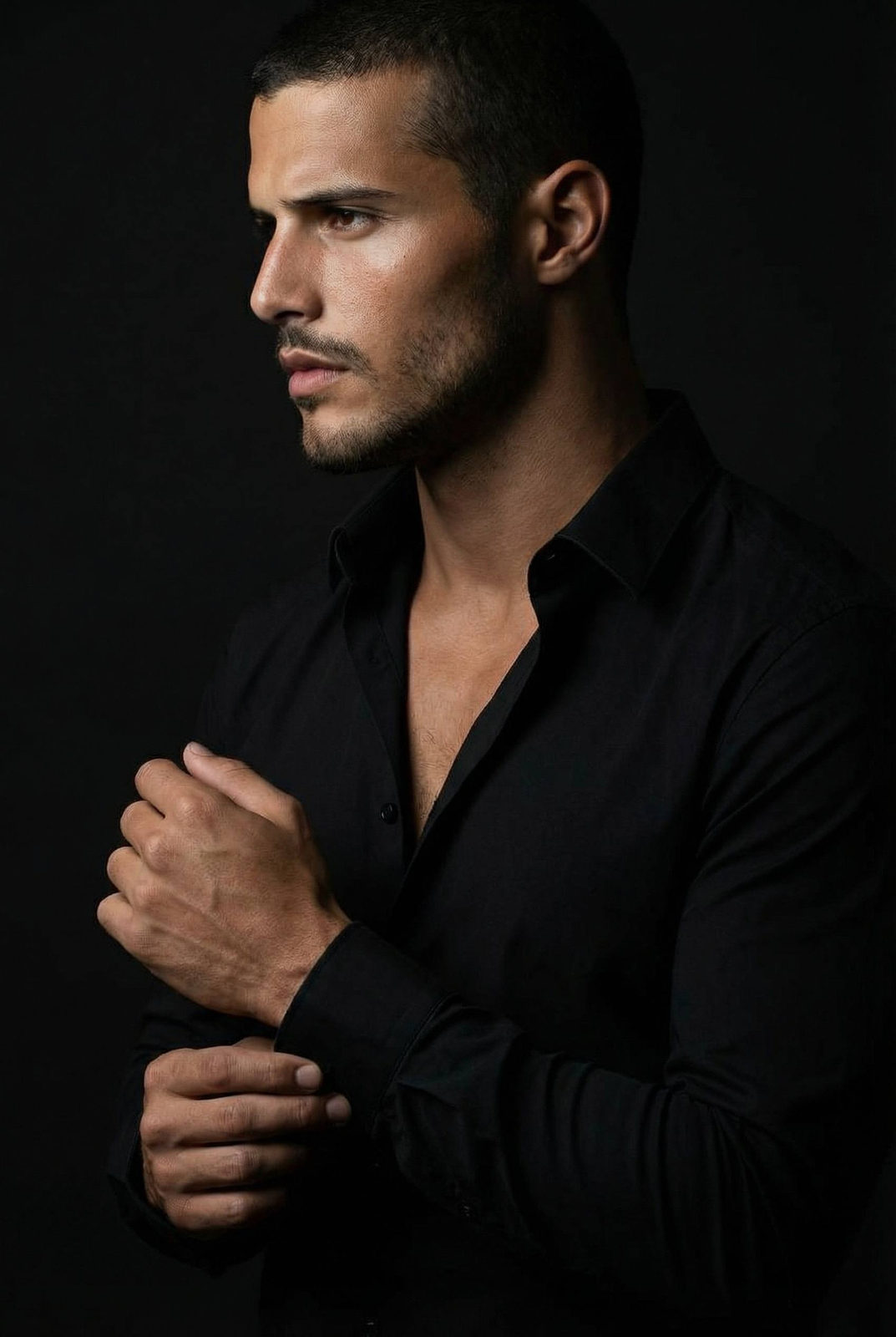 Studio Man Profile Dark Cinematic Lighting